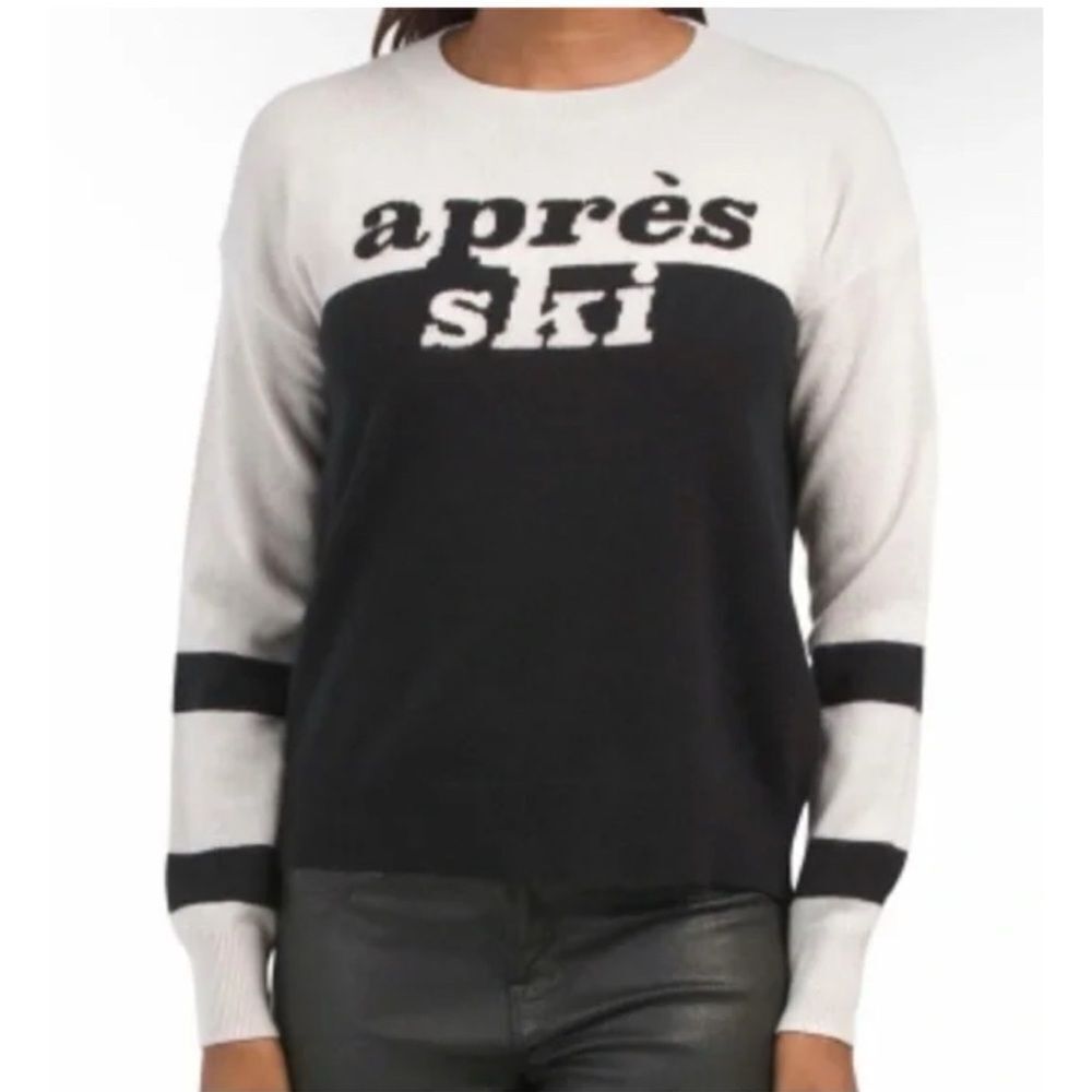 Skull Cashmere Black and White Après Ski Sweater 100% Cashmere Size S